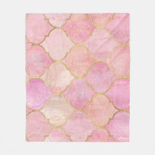 Moroccan Guld Line: Rosa Watercolor Fleecefilt