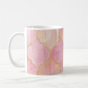 Moroccan Guld Line: Rosa Watercolor Kaffemugg