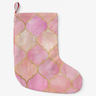 Moroccan Guld Line: Rosa Watercolor Liten Julstrumpa
