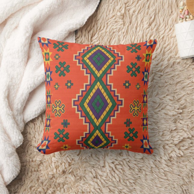 Moroccan Harmony in Orange Throw Pillow Kudde (Filt)