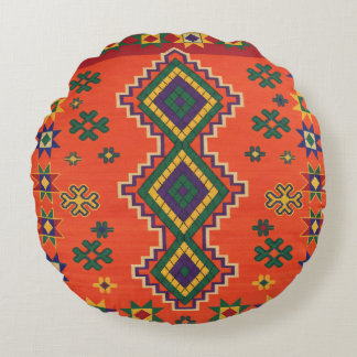 Moroccan Harmony in Orange Throw Pillow Rund Kudde
