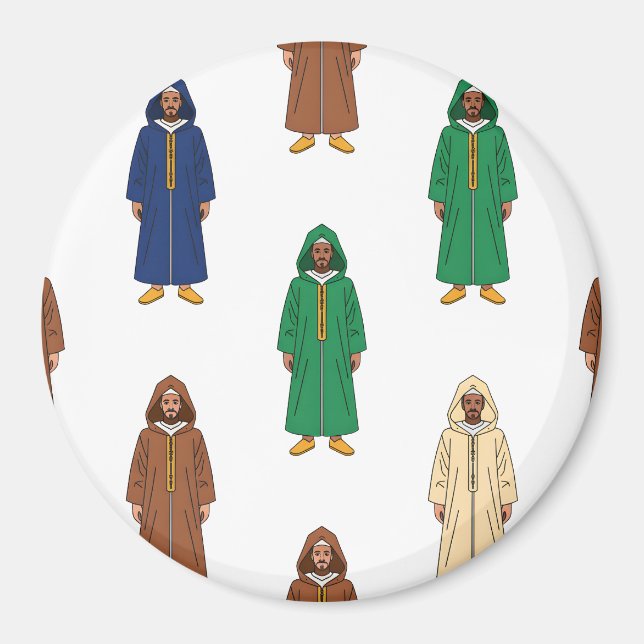 Moroccan Hooded Djellaba Manar Mönster Magnet (Framsidan)