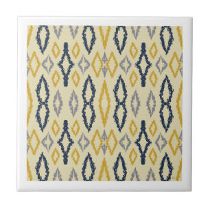 Moroccan Ikat Blue Gult Mönster Kakelplatta