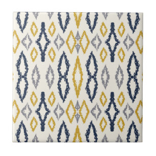 Moroccan Ikat Blue Gult White Mönster Kakelplatta