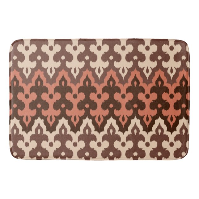 Moroccan Ikat Damask, Brown, Taupe och Rust Badrumsmatta (Framsidan)