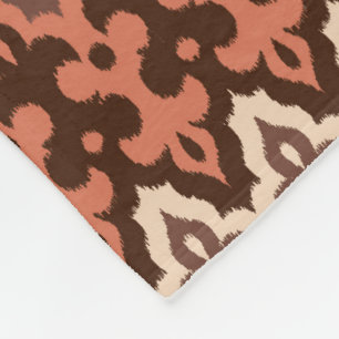 Moroccan Ikat Damask, Brown, Taupe och Rust Fleecefilt