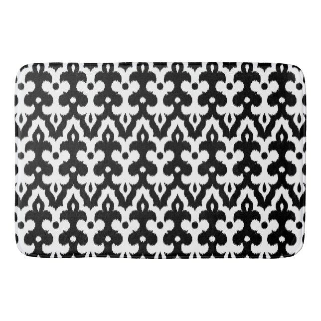 Moroccan Ikat Damask Pattern, Black and White Badrumsmatta (Framsidan)