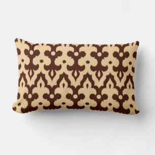 Moroccan Ikat Damask Pattern, Brown och Tan Lumbarkudde