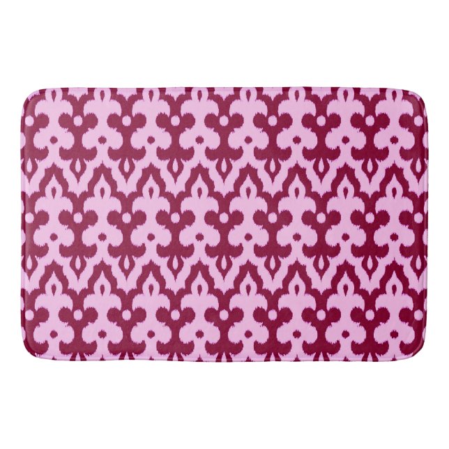 Moroccan Ikat Damask Pattern, Burgundy och Rosa Badrumsmatta (Framsidan)