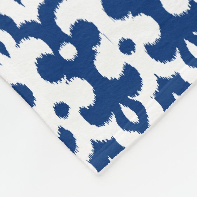 Moroccan Ikat Damask Pattern, Cobalt Blue & White Fleecefilt (Hörn)
