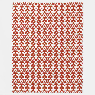 Moroccan Ikat Damask Pattern, Deep Red and White Fleecefilt