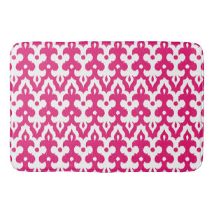 Moroccan Ikat Damask Pattern, Fuchsia Rosa & White Badrumsmatta