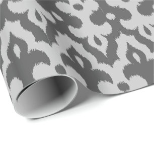 Moroccan Ikat Damask Pattern, Grått-skuggor Presentpapper