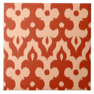 Moroccan Ikat Damask Pattern, Mandarin Orange Kakelplatta