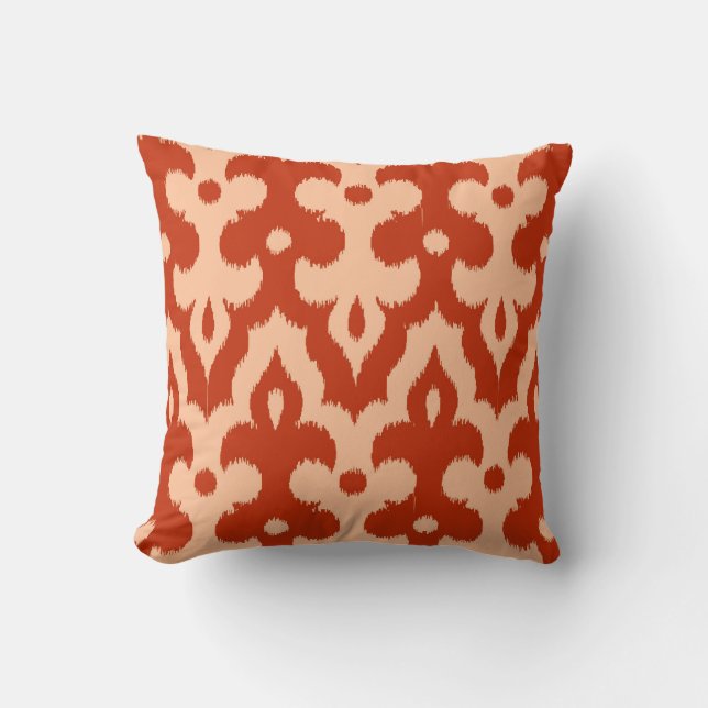 Moroccan Ikat Damask Pattern, Mandarin Orange Kudde (Framsida)