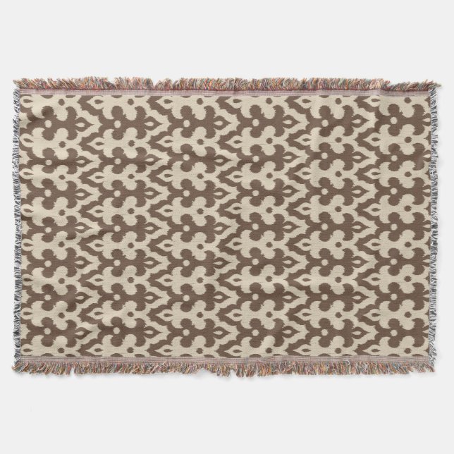 Moroccan Ikat Damask Pattern, Taupe och Beige Mysfilt (Framsidan)