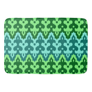 Moroccan Ikat Damask, Turquise och Jade Grönt Badrumsmatta