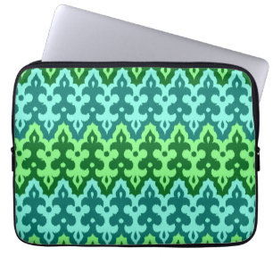 Moroccan Ikat Damask, Turquise och Jade Grönt Laptop Sleeve