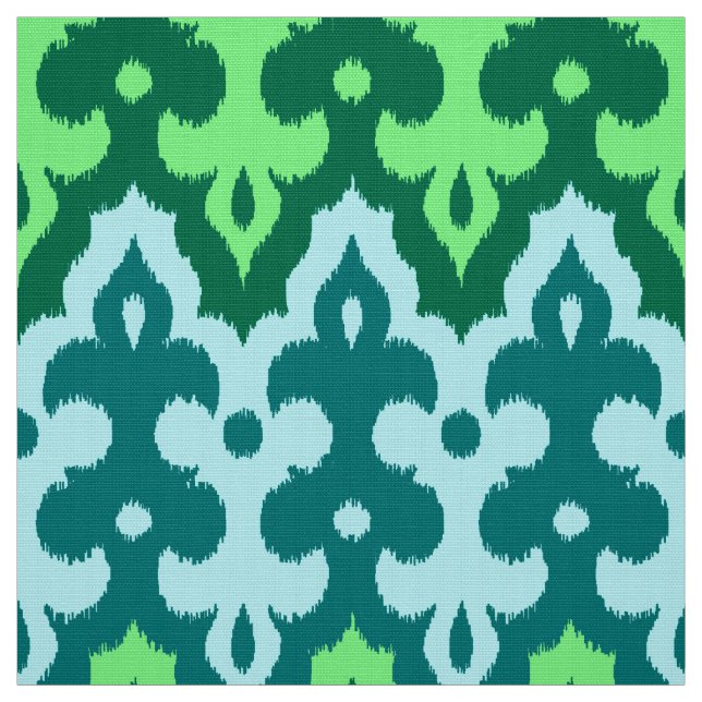 Moroccan Ikat Damask, Turquise och Jade Grönt Tyg (Provkarta)