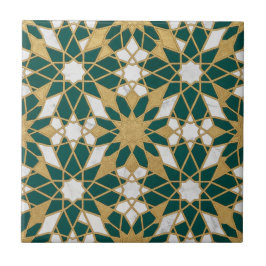 Moroccan Islamic Teal Gold Geometric Seamless Patt Kakelplatta