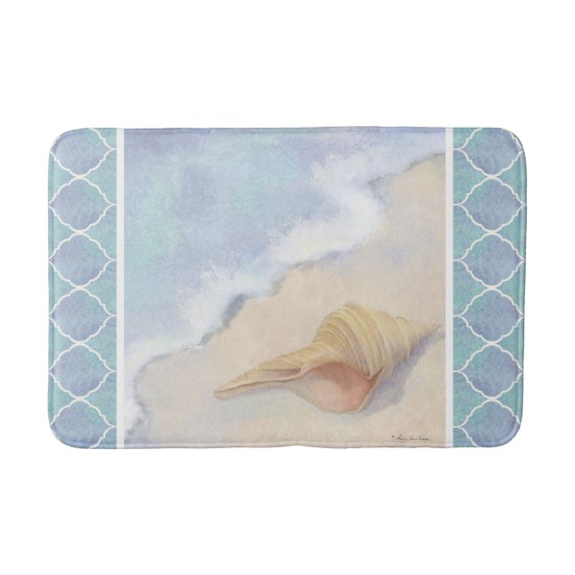 Moroccan Lantern Tile Beach Ocean Seashell Blue Badrumsmatta (Framsidan)