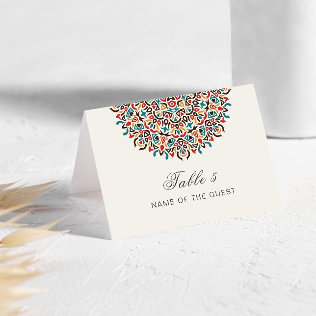 Moroccan Lattice Geo Mandala Wedding Place Card Bordsnummer (Skapare uppladdad)