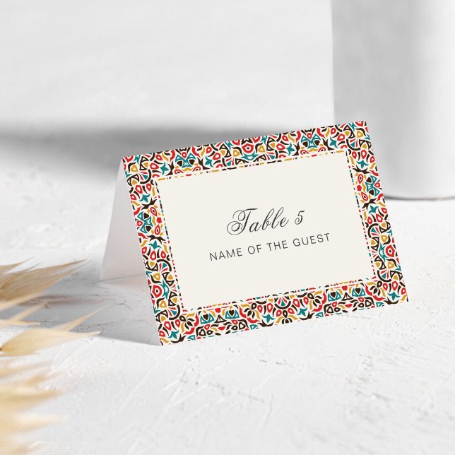 Moroccan Lattice Geo Mandala Wedding Place Card Bordsnummer (Skapare uppladdad)