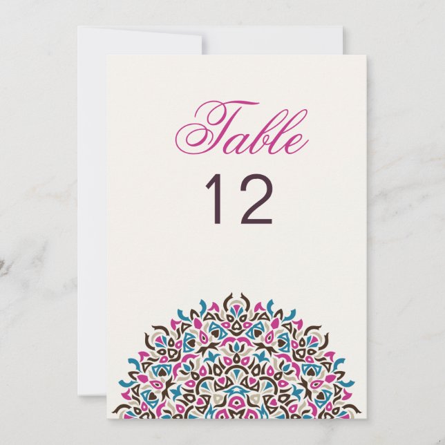 Moroccan Lattice Geo Mandala Wedding Table Number Inbjudningar (Framsida)