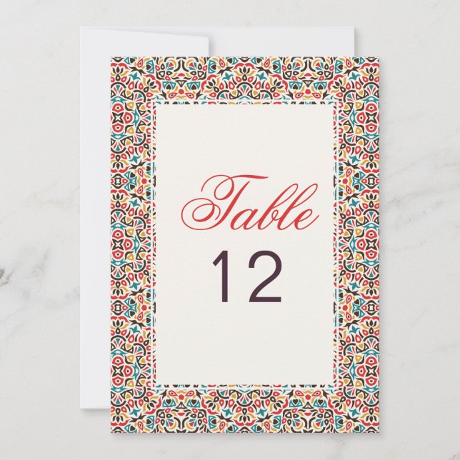 Moroccan Lattice Geo Mandala Wedding Table Number Inbjudningar (Framsida)