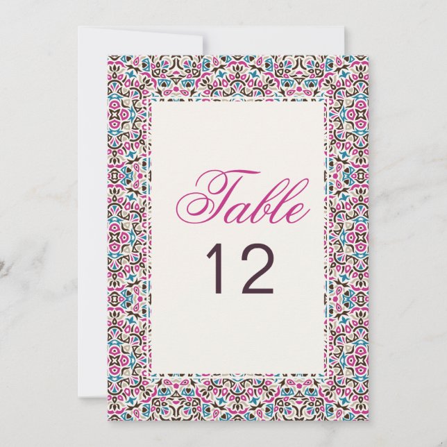 Moroccan Lattice Geo Mandala Wedding Table Number Inbjudningar (Framsida)