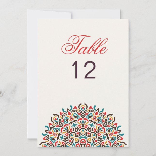 Moroccan Lattice Geo Mandala Wedding Table Number Inbjudningar (Framsida)