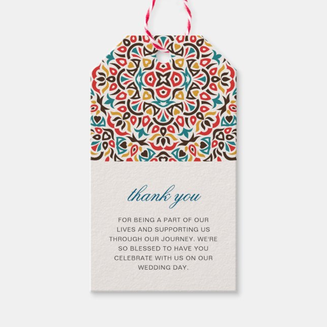 Moroccan Lattice Geometric Mandala Bröllop Presentetikett (Framsidan)