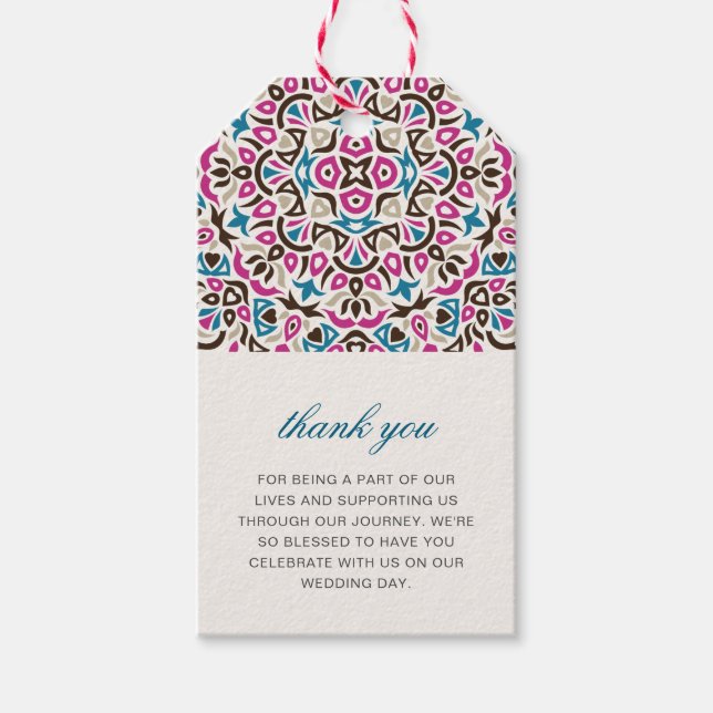 Moroccan Lattice Geometric Mandala Bröllop Presentetikett (Framsidan)