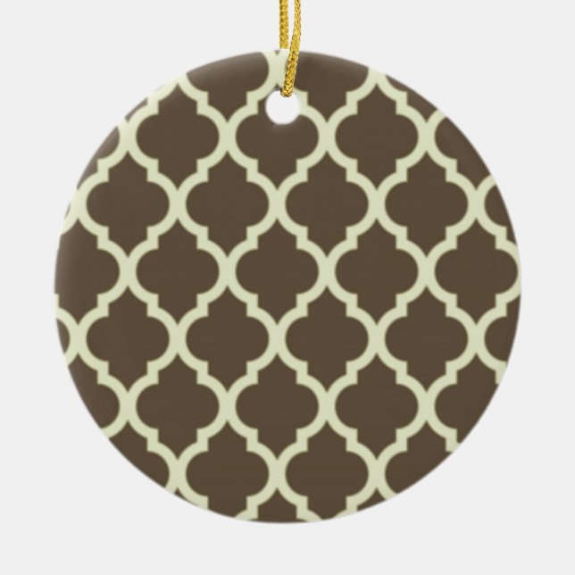 Moroccan Lattice Pattern brown & white Julgransprydnad Keramik (Framsidan)