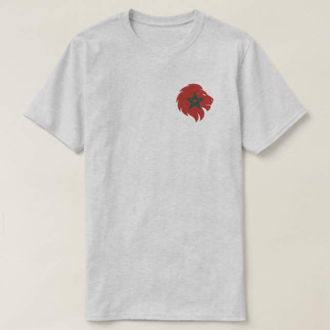 Moroccan Lion Head with Green Star Design T Shirt (Design framsida)