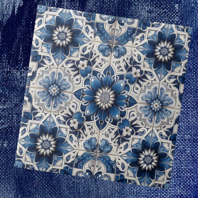 Moroccan Mediterranean Blue & White Tile Pattern Kakelplatta (Skapare uppladdad)