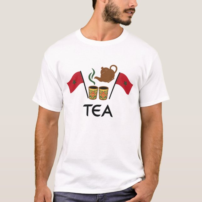 Moroccan Mint Tea T-Shirt, Morocco Flag & Traditio T Shirt (Framsida)