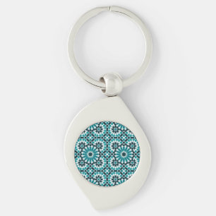 moroccan mosaic keychain swirl silverfärgad nyckelring