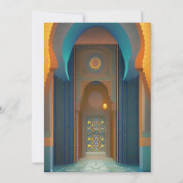 Moroccan mosaic mosque turcoise blue guld Eid Inbjudningar