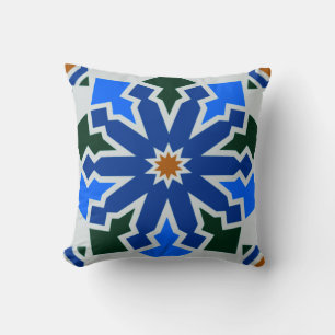 Moroccan Mosaic Tile Flower Arabiska Geometric Art Kudde