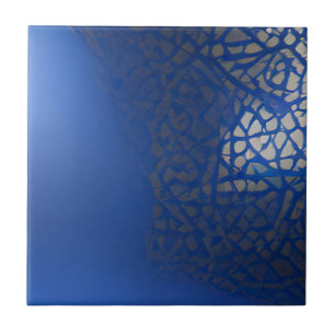 Moroccan mosaic trellis blue indigo geometric kakelplatta