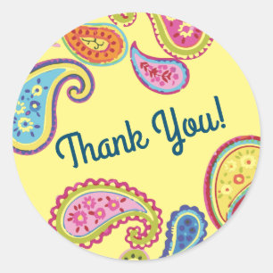 Moroccan Paisley Cute Colorful Födelsedagsfest Runt Klistermärke