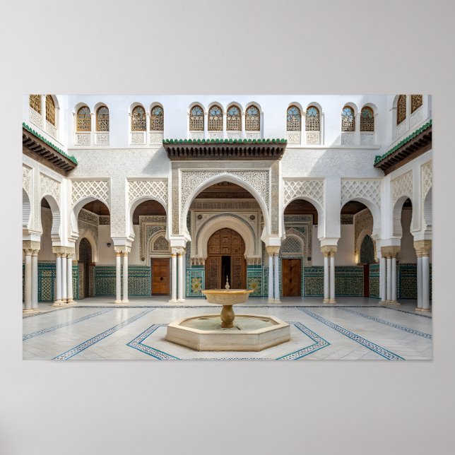 Moroccan palatsgård med fontän poster (Framsidan)