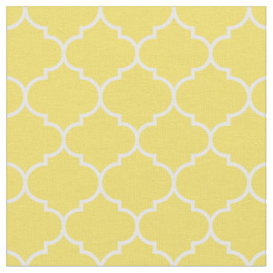 Moroccan Quatrefoil Buttercup Gult & White Tyg
