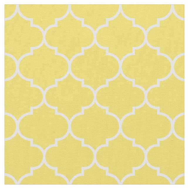 Moroccan Quatrefoil Buttercup Gult & White Tyg (Närbild)