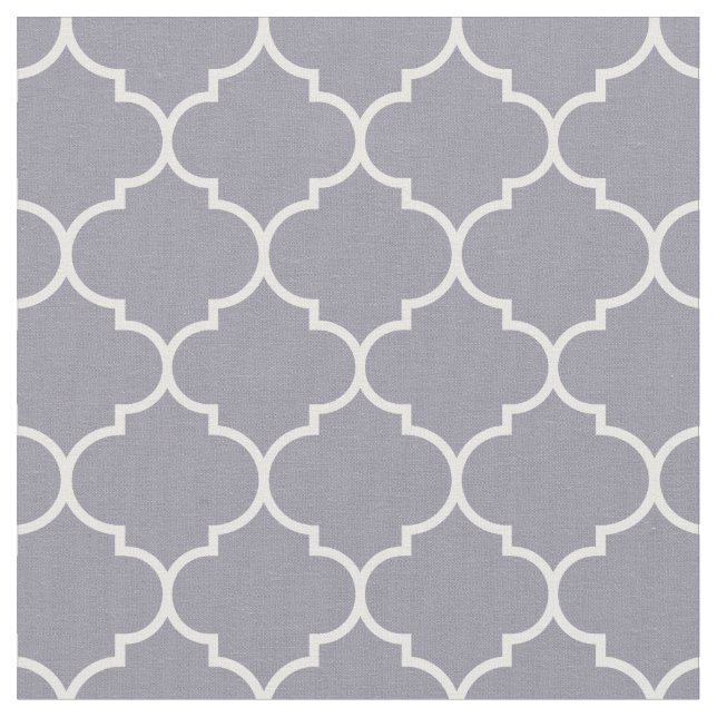 Moroccan Quatrefoil Lilac Grått & White Tyg (Närbild)