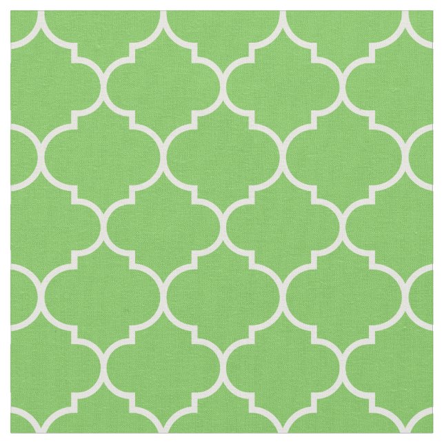 Moroccan Quatrefolie Grönt Flash & White Tyg (Närbild)