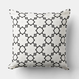 Moroccan Star Lattice Black and White Pattern Kudde