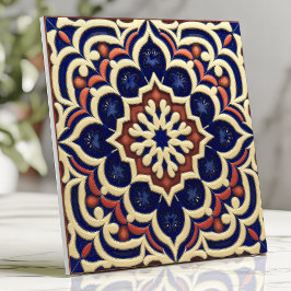 Moroccan Star Medallion Cobalt Blue Terracotta Kakelplatta