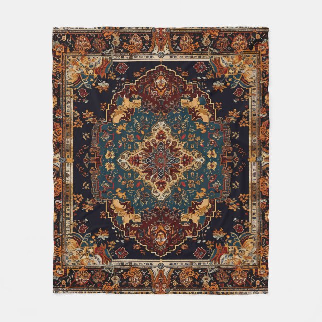 Moroccan Stil Red Blue Fleecefilt (Framsidan)